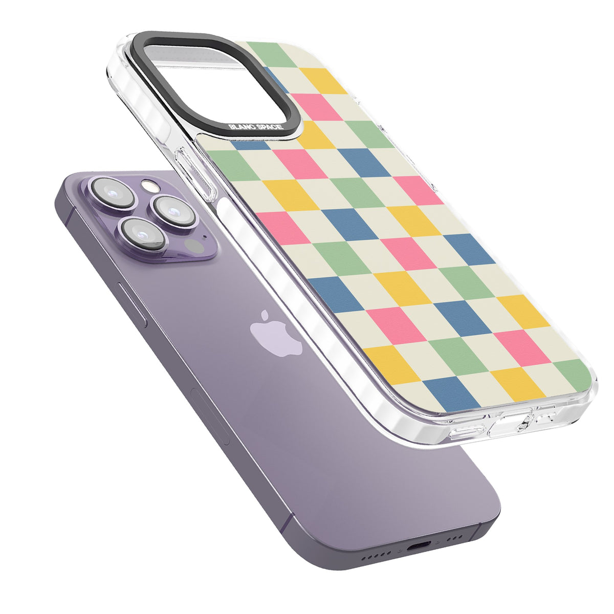 Sugar Cubes iPhone 13 Pro / iPhone 13 Pro Max / iPhone 14 Pro / iPhone 14 Pro Max / iPhone 15 Pro / iPhone 15 Pro Max Impact Pro Clear Phone Case angled