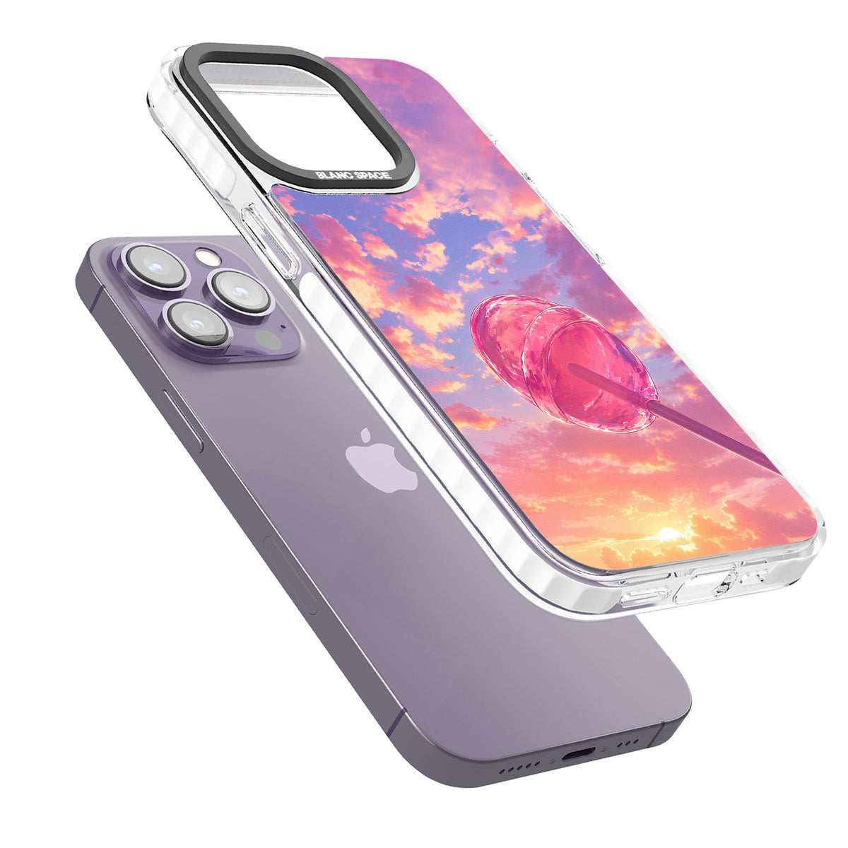 Sugar Sunset iPhone 13 Pro / iPhone 13 Pro Max / iPhone 14 Pro / iPhone 14 Pro Max / iPhone 15 Pro / iPhone 15 Pro Max Impact Pro Clear Phone Case angled
