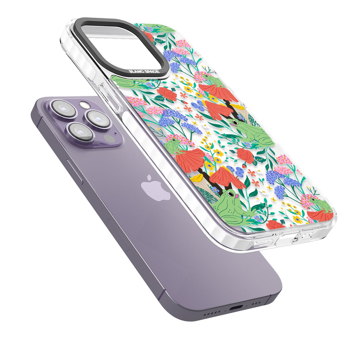 Tropical iPhone 13 Pro / iPhone 13 Pro Max / iPhone 14 Pro / iPhone 14 Pro Max / iPhone 15 Pro / iPhone 15 Pro Max Impact Pro Clear Phone Case angled