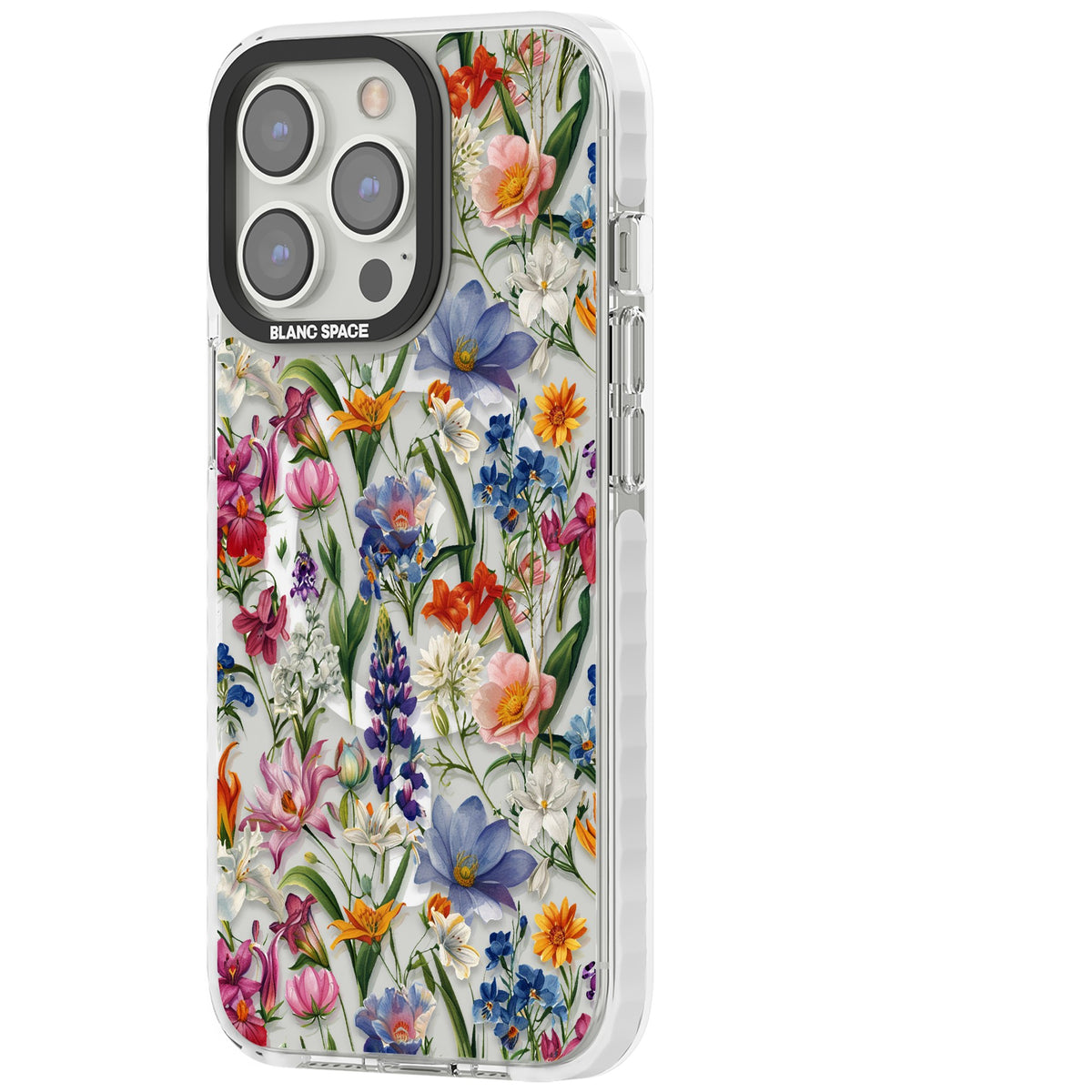 Vintage Wildflowers iPhone 13 Pro / iPhone 13 Pro Max / iPhone 14 Pro / iPhone 14 Pro Max / iPhone 15 Pro / iPhone 15 Pro Max Impact Pro Clear Phone Case side