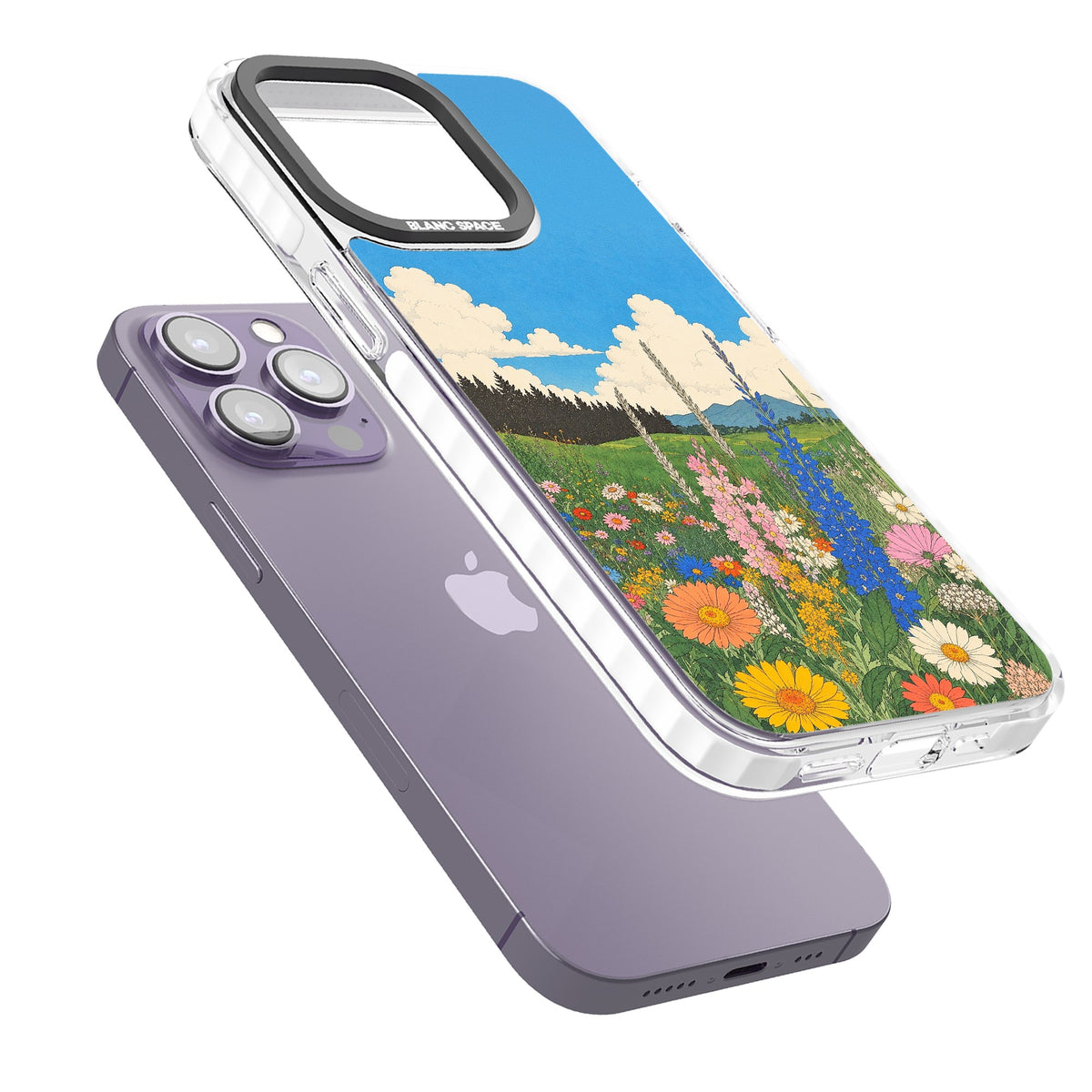Wildbloom iPhone 13 Pro / iPhone 13 Pro Max / iPhone 14 Pro / iPhone 14 Pro Max / iPhone 15 Pro / iPhone 15 Pro Max Impact Pro Clear Phone Case angled