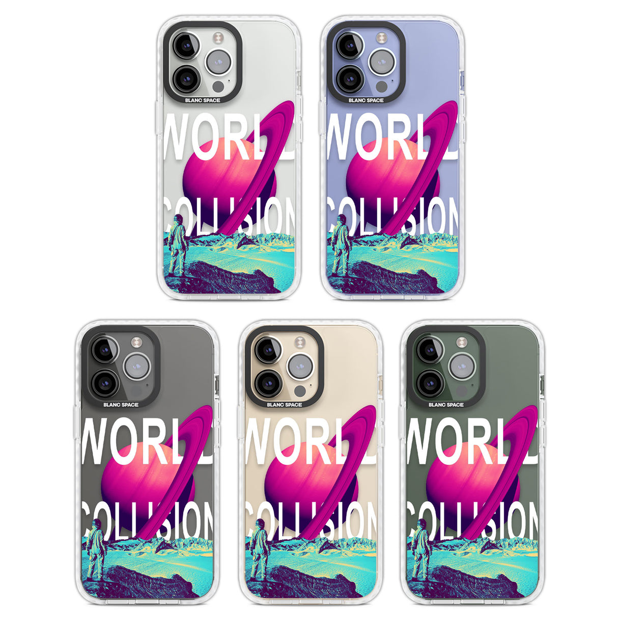 World Collision Clear Impact Phone Case for iPhone 13 Pro, iPhone 14 Pro, iPhone 15 Pro