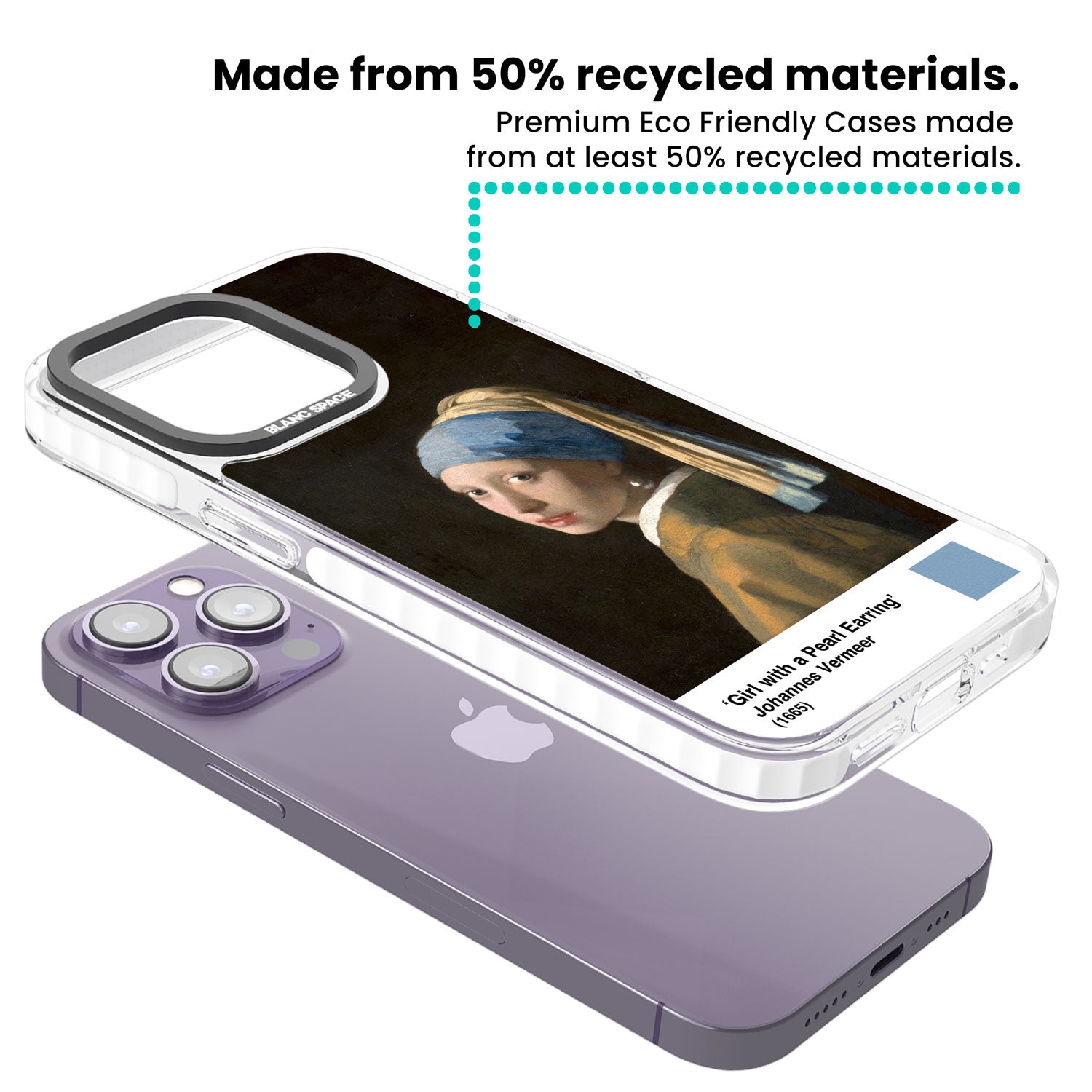 Girl with a Pearl Earring Clear Impact Phone Case for iPhone 13 Pro, iPhone 14 Pro, iPhone 15 Pro