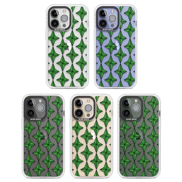 Emerald Stars Pattern (Clear) Clear Impact Phone Case for iPhone 13 Pro, iPhone 14 Pro, iPhone 15 Pro