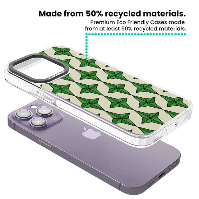 Emerald Stars Pattern Clear Impact Phone Case for iPhone 13 Pro, iPhone 14 Pro, iPhone 15 Pro