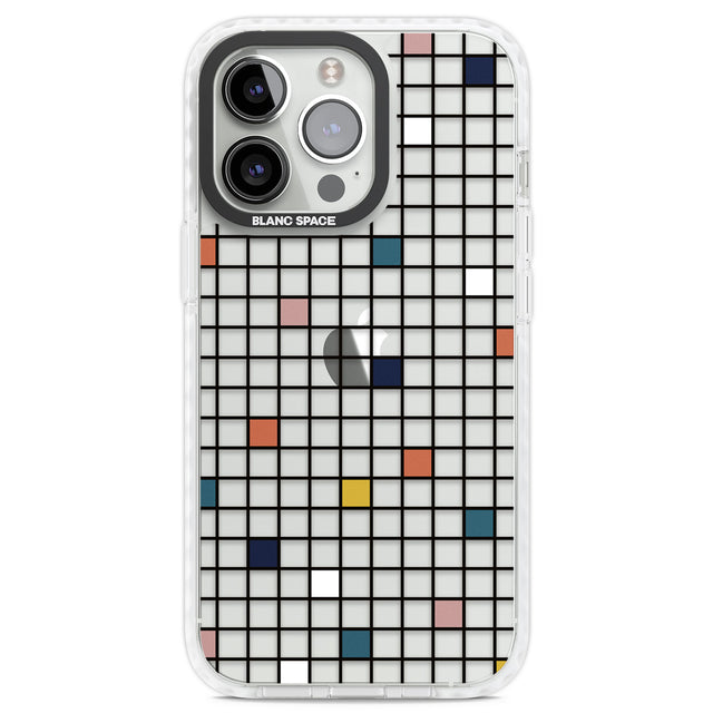 Earthtone Clear Geometric Grid Clear Impact Phone Case for iPhone 13 Pro, iPhone 14 Pro, iPhone 15 Pro