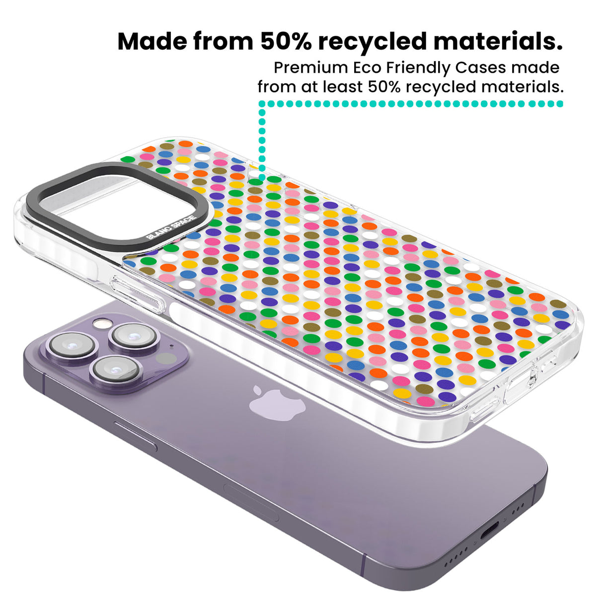 Multicolour Polka-dot Fiesta Clear Impact Phone Case for iPhone 13 Pro, iPhone 14 Pro, iPhone 15 Pro