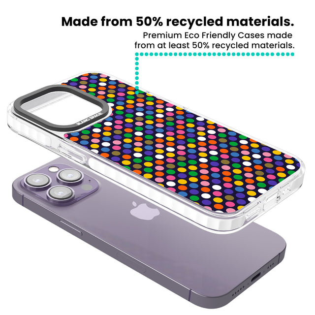 Multicolour Polka-dot Fiesta (Purple) Clear Impact Phone Case for iPhone 13 Pro, iPhone 14 Pro, iPhone 15 Pro