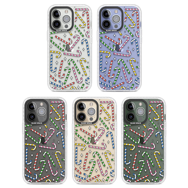Colourful Stars & Candy Canes Clear Impact Phone Case for iPhone 13 Pro, iPhone 14 Pro, iPhone 15 Pro