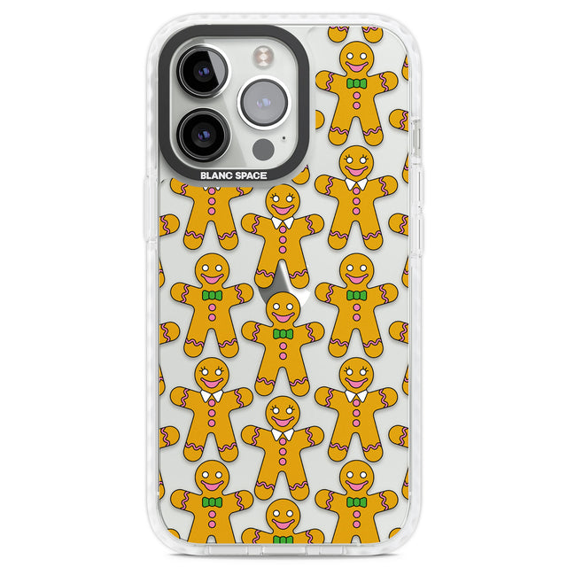 Gingerbread Cookie Pattern Clear Impact Phone Case for iPhone 13 Pro, iPhone 14 Pro, iPhone 15 Pro