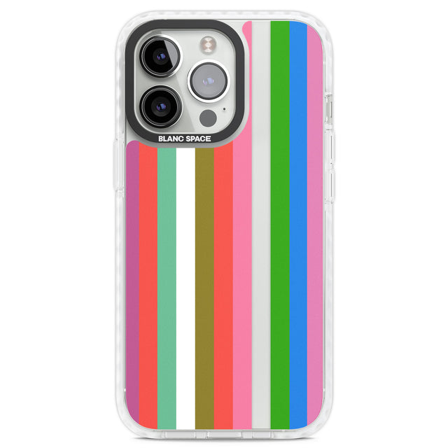 Vibrant Stripes Clear Impact Phone Case for iPhone 13 Pro, iPhone 14 Pro, iPhone 15 Pro