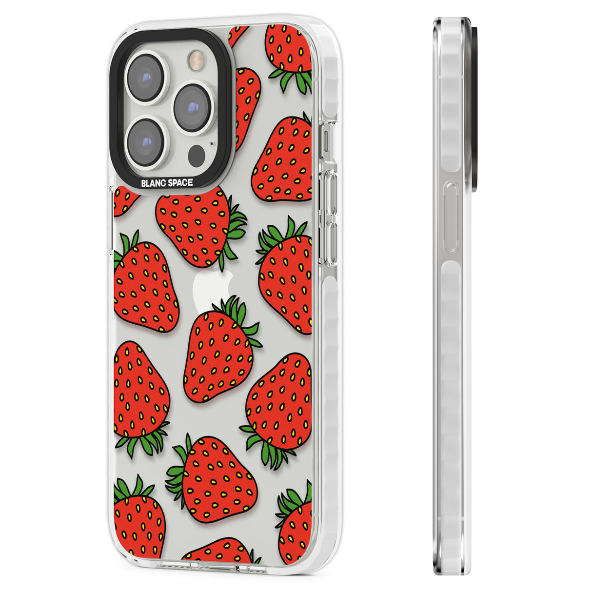 Strawberry Pattern Clear Impact Phone Case for iPhone 13 Pro, iPhone 14 Pro, iPhone 15 Pro