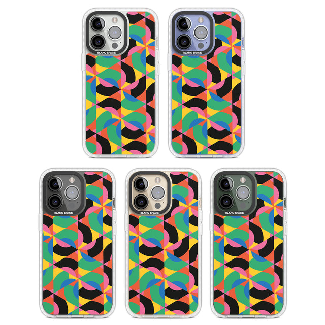 Abstract Carnival Clear Impact Phone Case for iPhone 13 Pro, iPhone 14 Pro, iPhone 15 Pro