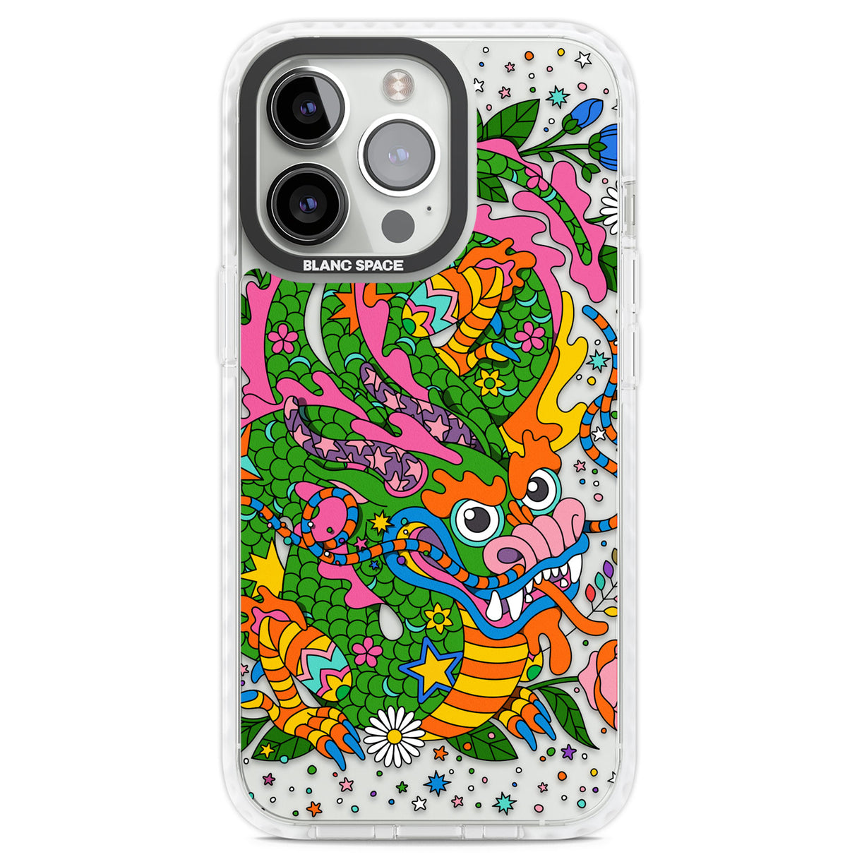 Psychedelic Jungle Dragon Clear Impact Phone Case for iPhone 13 Pro, iPhone 14 Pro, iPhone 15 Pro