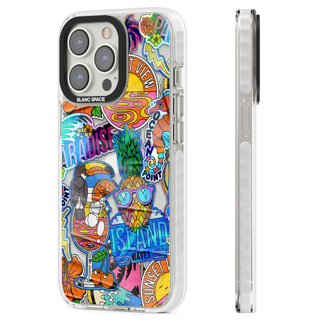 Tropical Vibes Collage Clear Impact Phone Case for iPhone 13 Pro, iPhone 14 Pro, iPhone 15 Pro