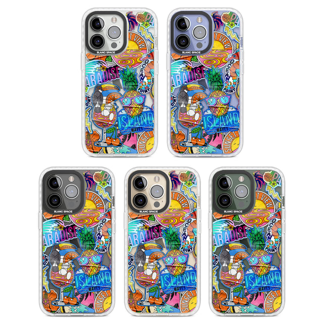Tropical Vibes Collage Clear Impact Phone Case for iPhone 13 Pro, iPhone 14 Pro, iPhone 15 Pro