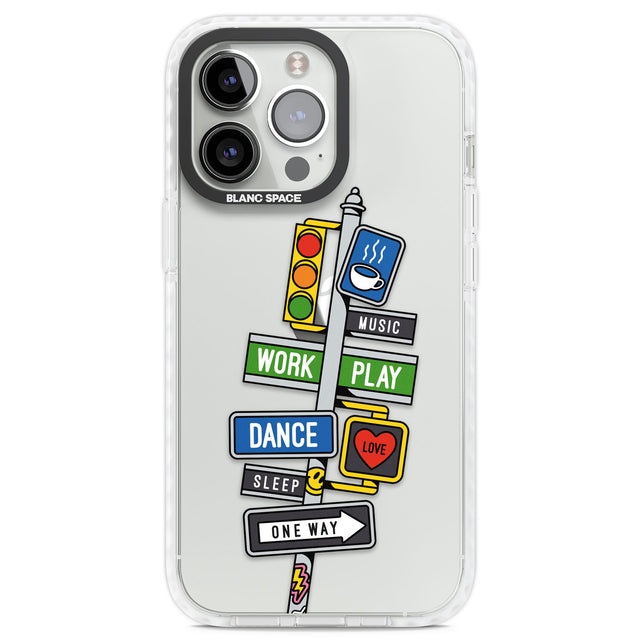 Mood Street Signs Clear Impact Phone Case for iPhone 13 Pro, iPhone 14 Pro, iPhone 15 Pro