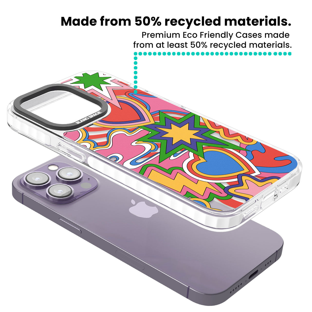 Psychedelic Pop Art Explosion Clear Impact Phone Case for iPhone 13 Pro, iPhone 14 Pro, iPhone 15 Pro