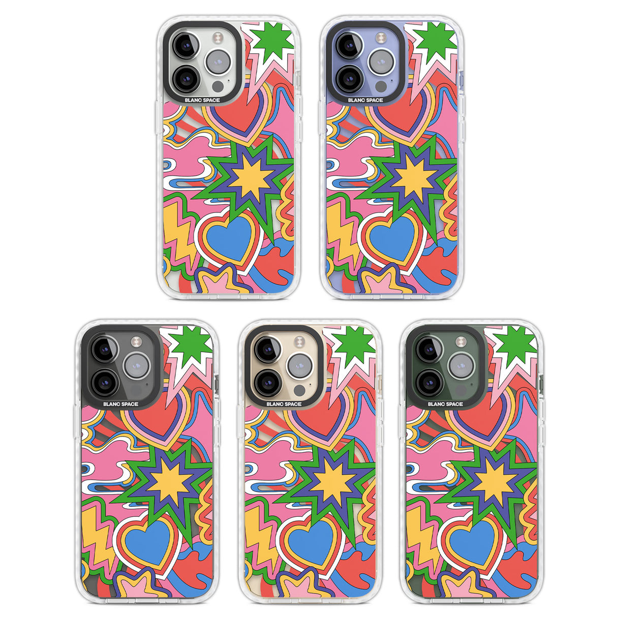 Psychedelic Pop Art Explosion Clear Impact Phone Case for iPhone 13 Pro, iPhone 14 Pro, iPhone 15 Pro