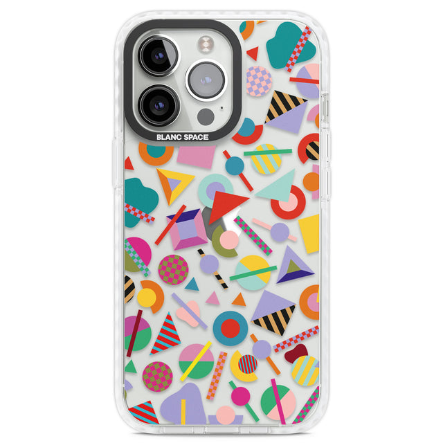 Retro Carnival Shapes Clear Impact Phone Case for iPhone 13 Pro, iPhone 14 Pro, iPhone 15 Pro