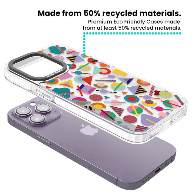 Retro Carnival Shapes Clear Impact Phone Case for iPhone 13 Pro, iPhone 14 Pro, iPhone 15 Pro
