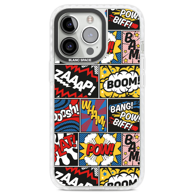 Onomatopoeia Clear Impact Phone Case for iPhone 13 Pro, iPhone 14 Pro, iPhone 15 Pro