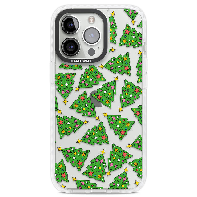 Christmas Tree Pattern Clear Impact Phone Case for iPhone 13 Pro, iPhone 14 Pro, iPhone 15 Pro