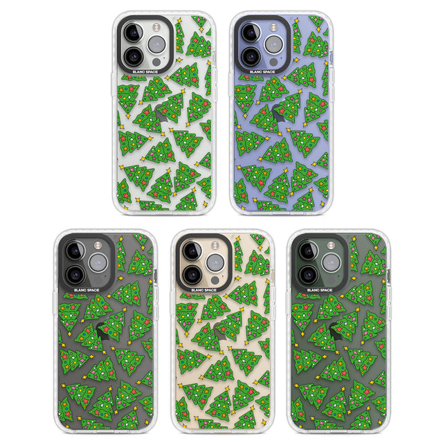 Christmas Tree Pattern Clear Impact Phone Case for iPhone 13 Pro, iPhone 14 Pro, iPhone 15 Pro