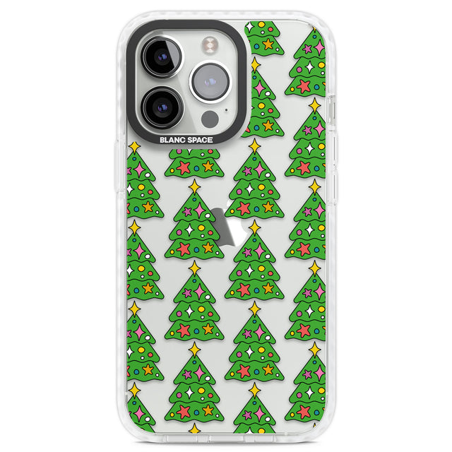 Christmas Tree Pattern (Clear) Clear Impact Phone Case for iPhone 13 Pro, iPhone 14 Pro, iPhone 15 Pro