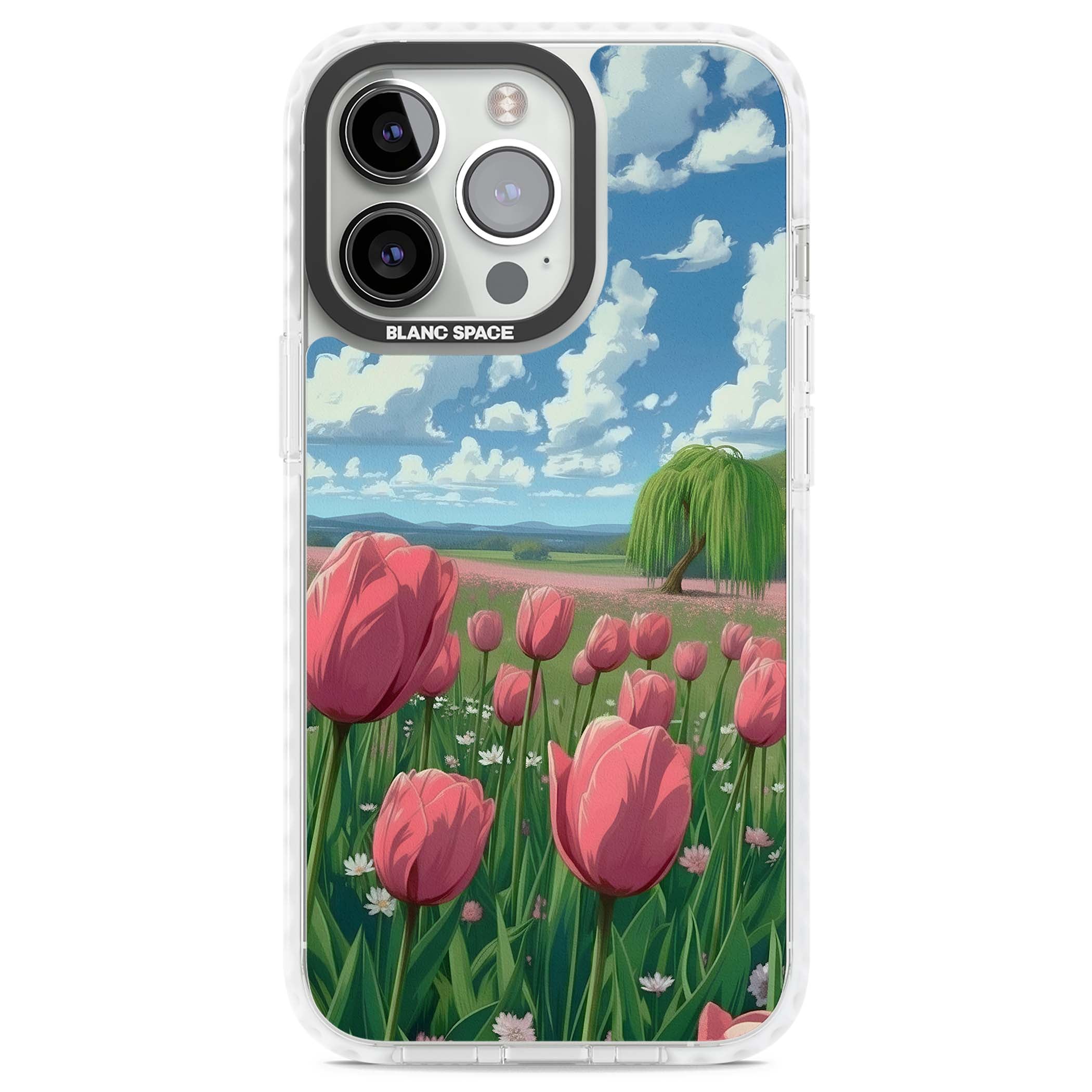 Willow By The Pink Tulips floral iPhone case | Clear Impact case for iPhone 13 Pro, iPhone 14 Pro, iPhone 15 Pro