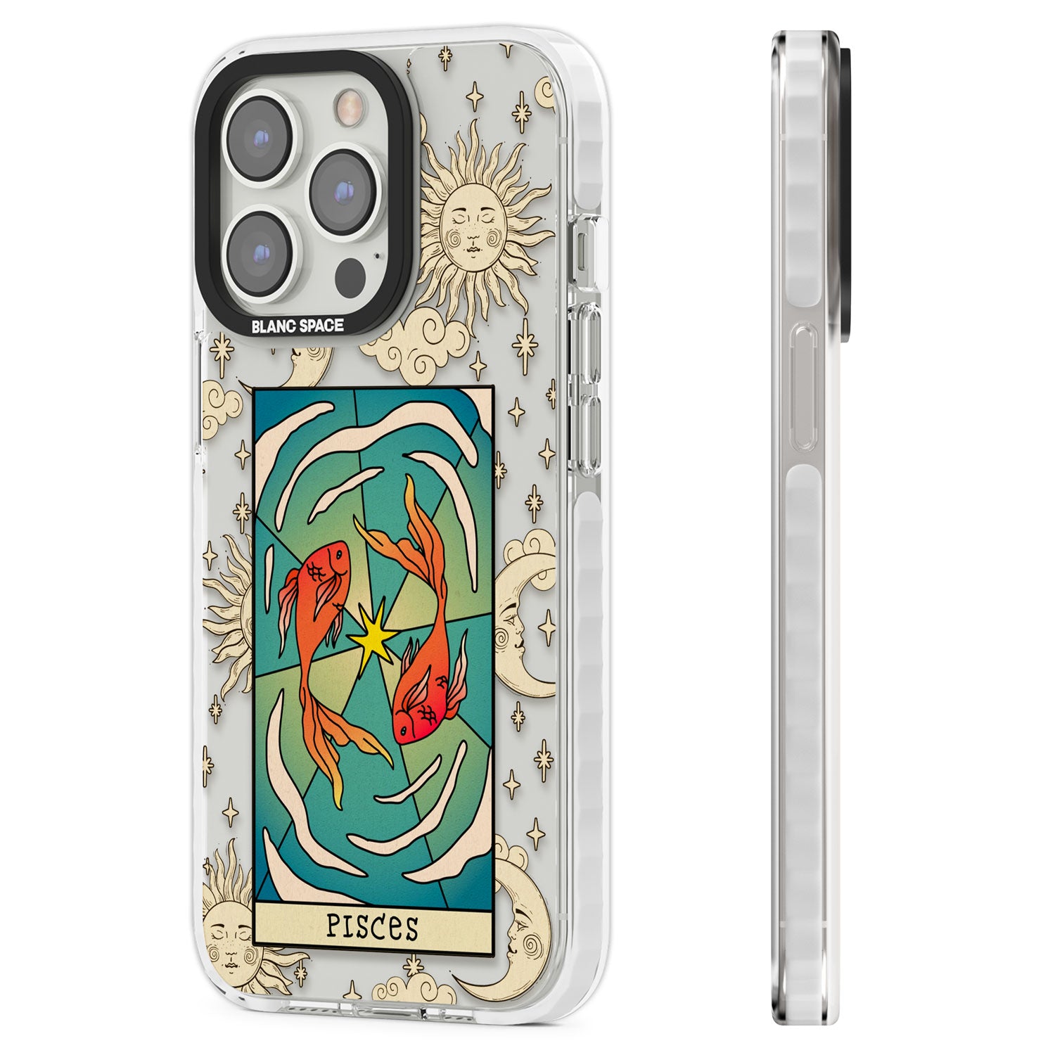Celestial Zodiac - Pisces Clear Impact Phone Case for iPhone 13 Pro, iPhone 14 Pro, iPhone 15 Pro