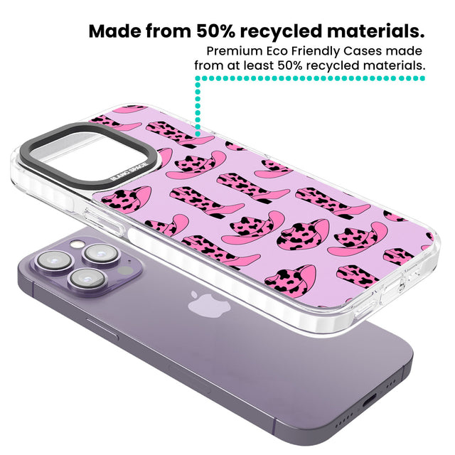 Cow-Girl Pattern Clear Impact Phone Case for iPhone 13 Pro, iPhone 14 Pro, iPhone 15 Pro