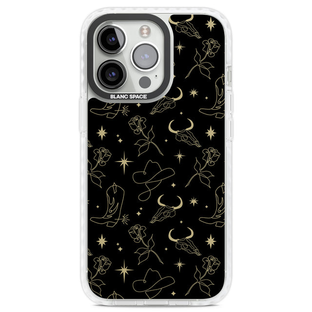 Celestial West Pattern Clear Impact Phone Case for iPhone 13 Pro, iPhone 14 Pro, iPhone 15 Pro