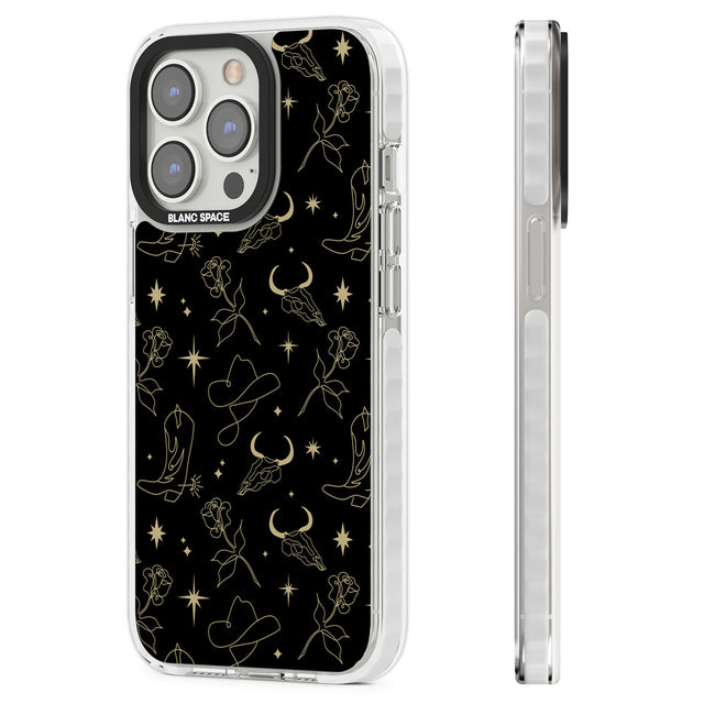 Celestial West Pattern Clear Impact Phone Case for iPhone 13 Pro, iPhone 14 Pro, iPhone 15 Pro