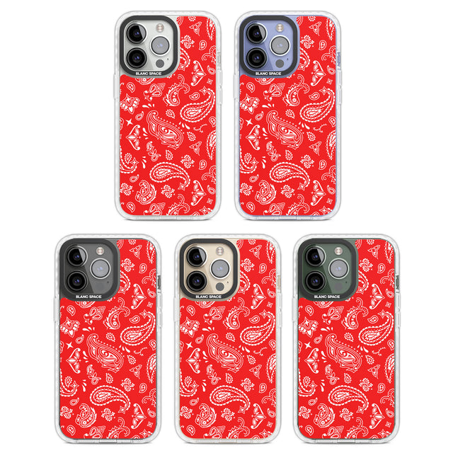 Red Bandana Clear Impact Phone Case for iPhone 13 Pro, iPhone 14 Pro, iPhone 15 Pro