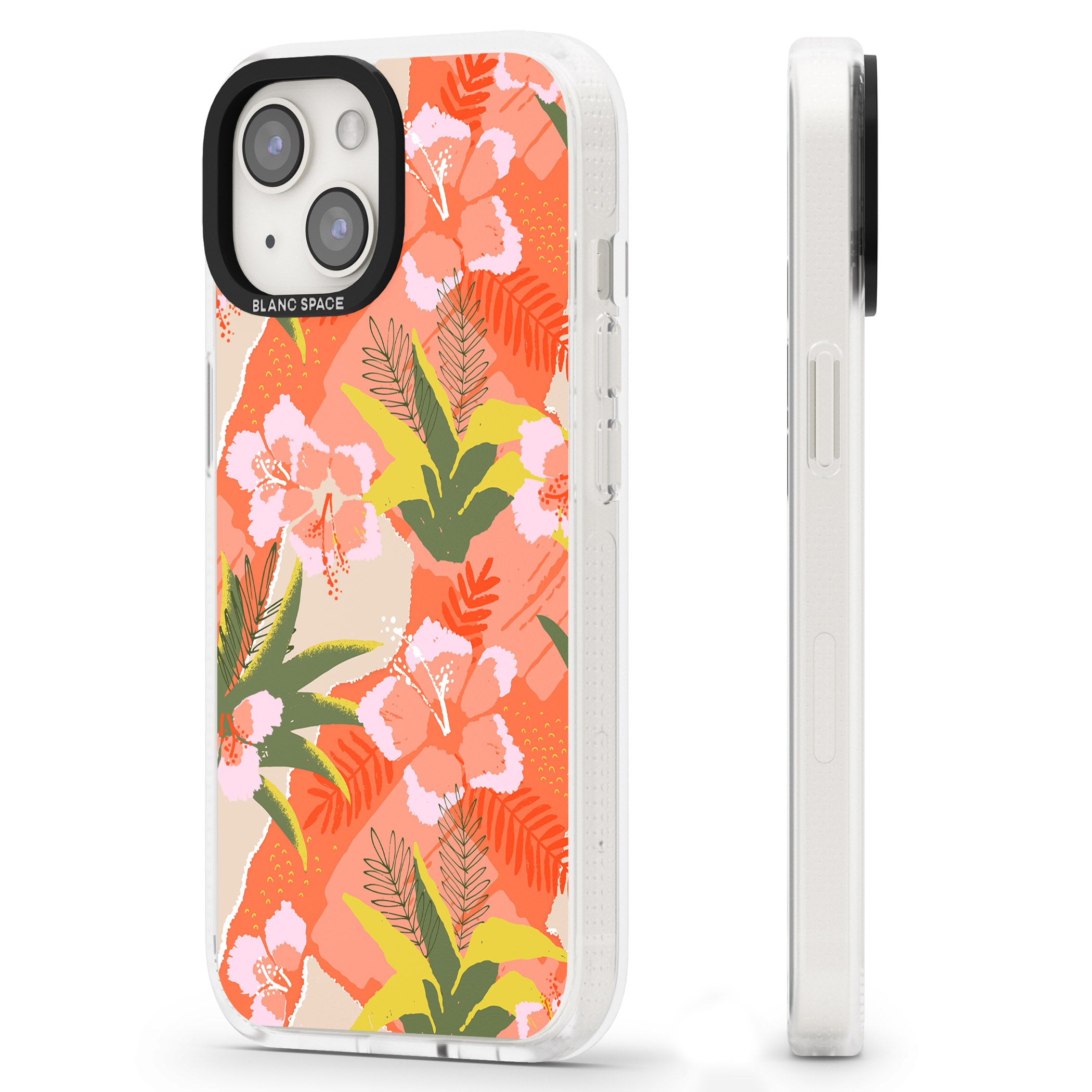 Hawaiian Flowers Abstract Pattern iPhone 15 / 14 / 13 Clear Case Impact Air - Blanc Space