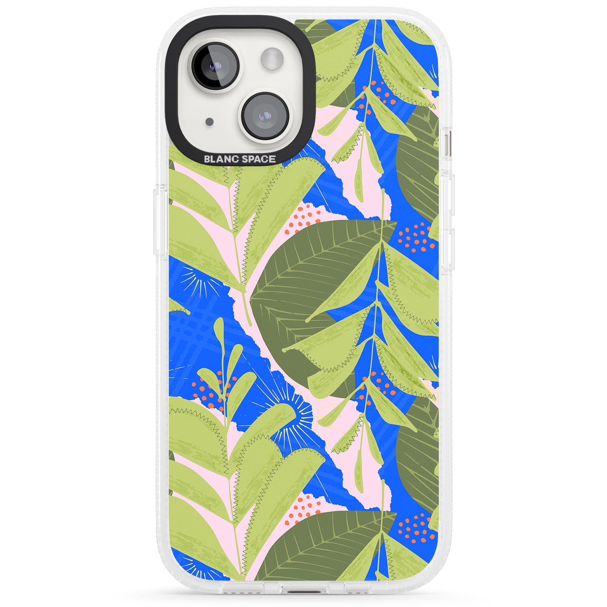 Fern Leaves Abstract Pattern iPhone 15 / 14 / 13 Clear Case Impact Air - Blanc Space