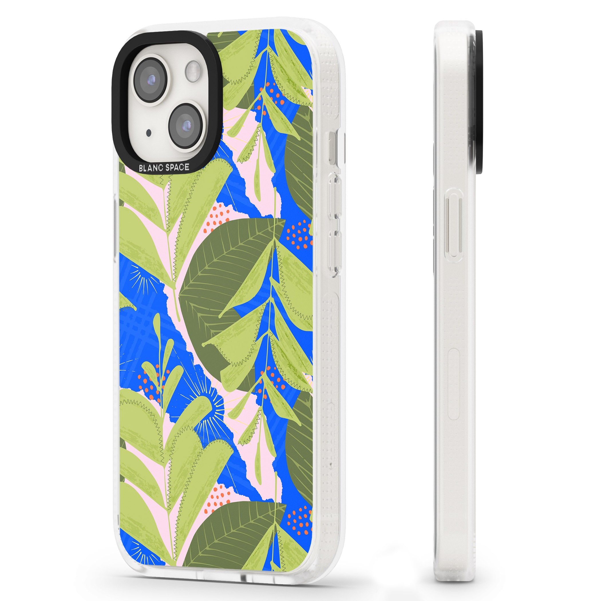 Fern Leaves Abstract Pattern iPhone 15 / 14 / 13 Clear Case Impact Air - Blanc Space