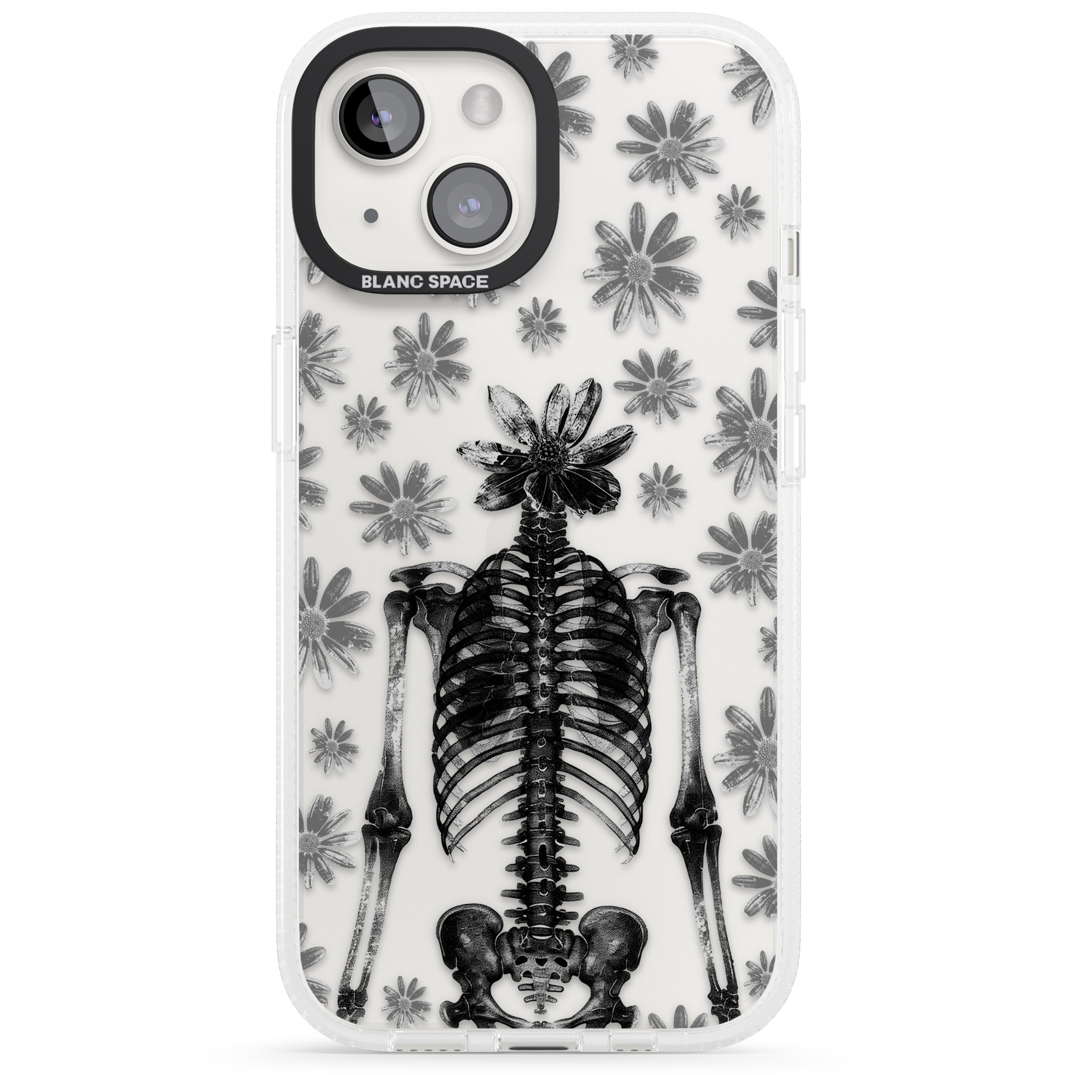 Skeleton Flower iPhone 15 / 14 / 13 Clear Case Impact Air - Blanc Space