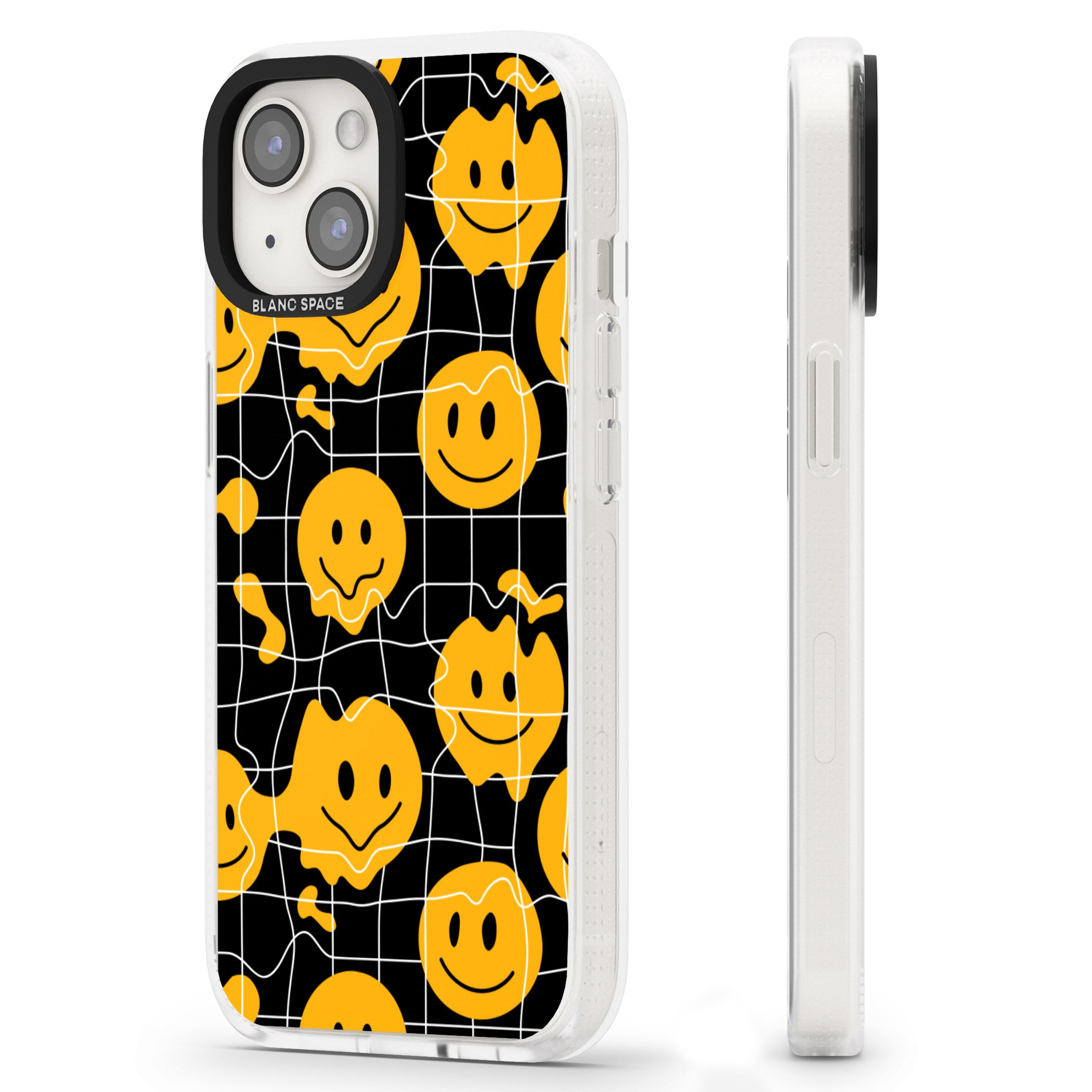 Acid Face Grid Pattern iPhone 15 / 14 / 13 Clear Case Impact Air - Blanc Space