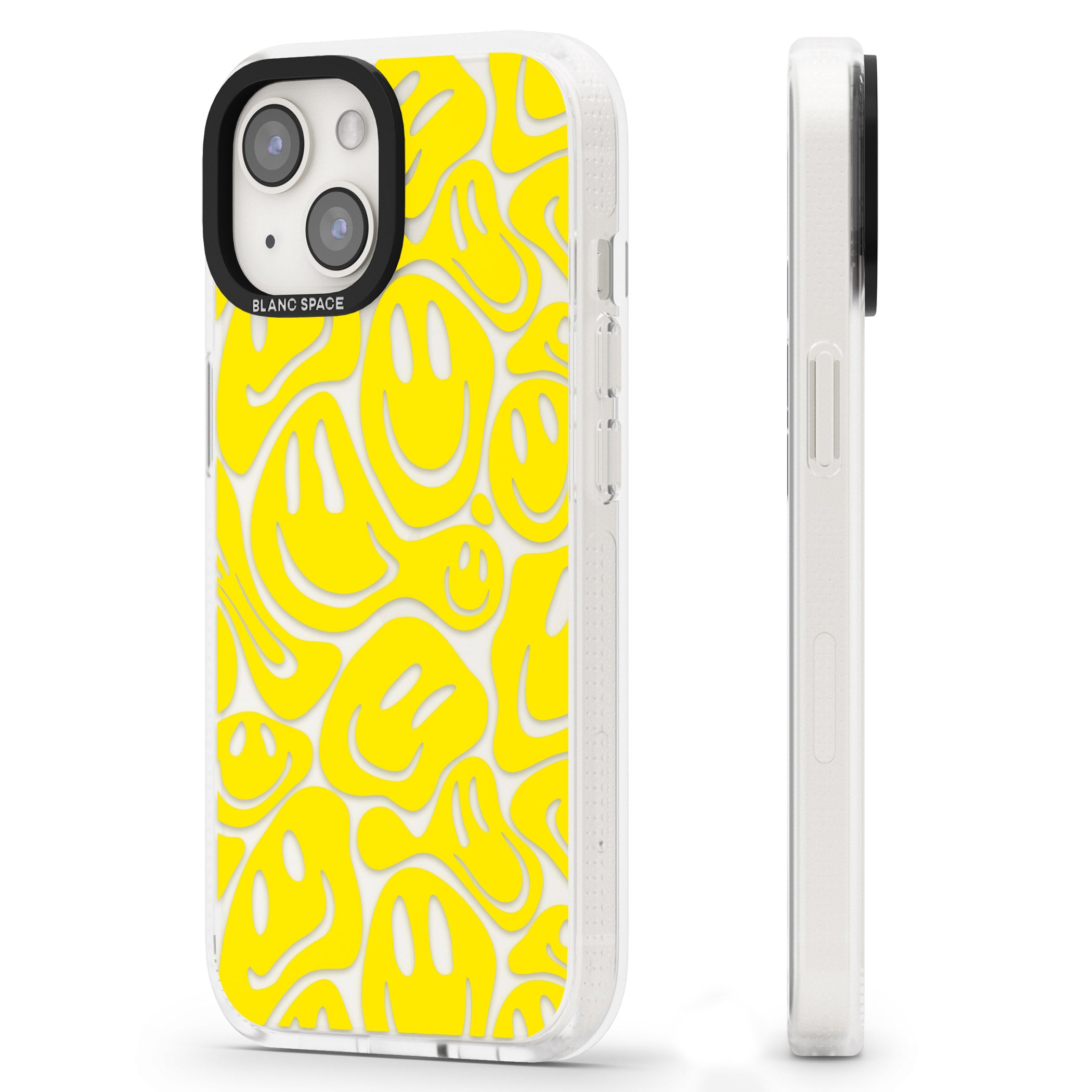Yellow Acid Faces iPhone 15 / 14 / 13 Clear Case Impact Air - Blanc Space