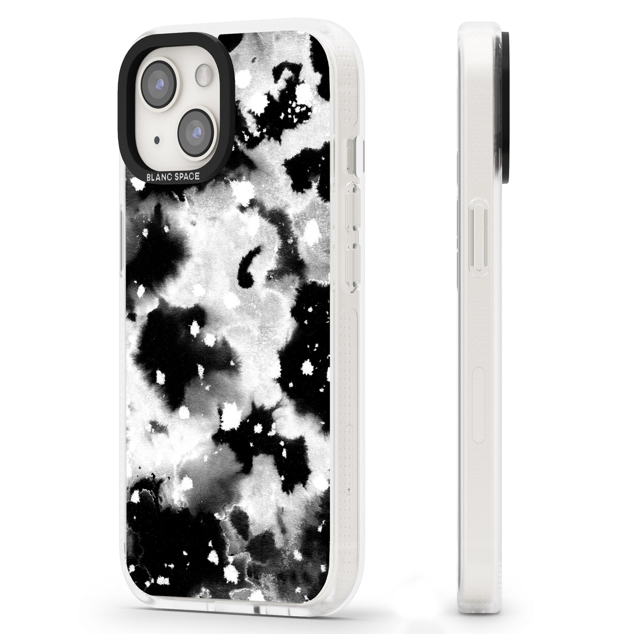 Black & White Acid Wash Tie-Dye Pattern iPhone 15 / 14 / 13 Clear Case Impact Air - Blanc Space