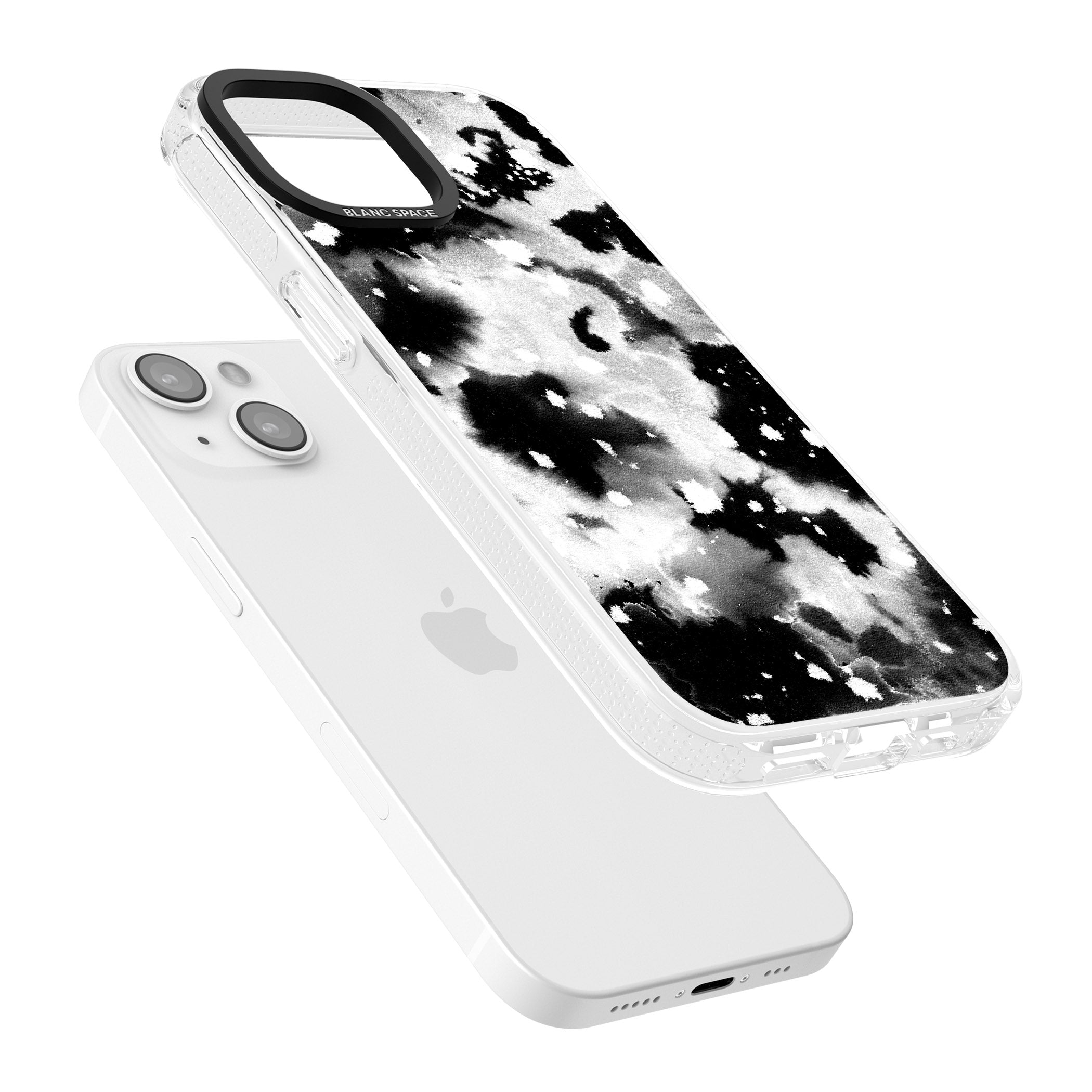 Black & White Acid Wash Tie-Dye Pattern iPhone 15 / 14 / 13 Clear Case Impact Air - Blanc Space