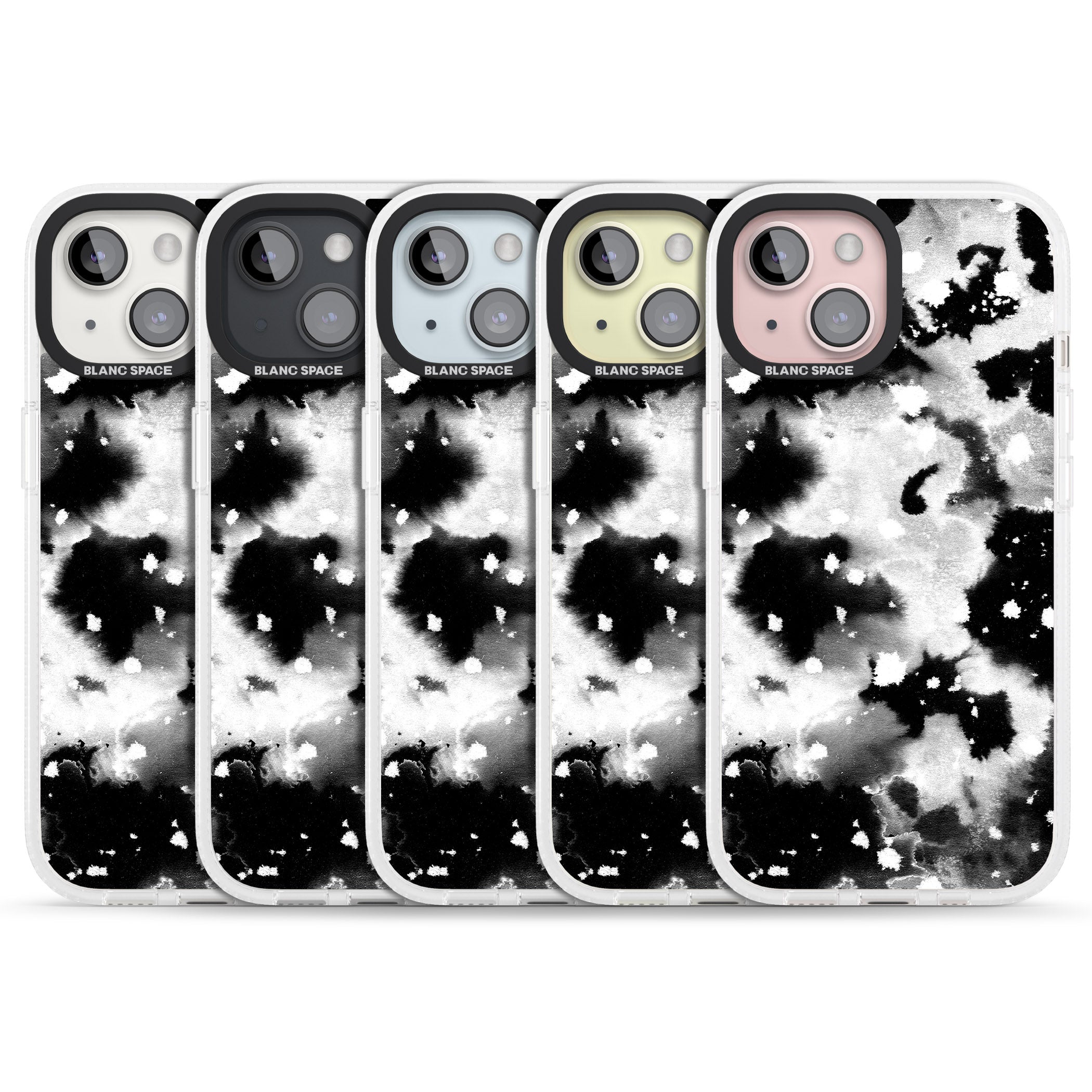 Black & White Acid Wash Tie-Dye Pattern iPhone 15 / 14 / 13 Clear Case Impact Air - Blanc Space