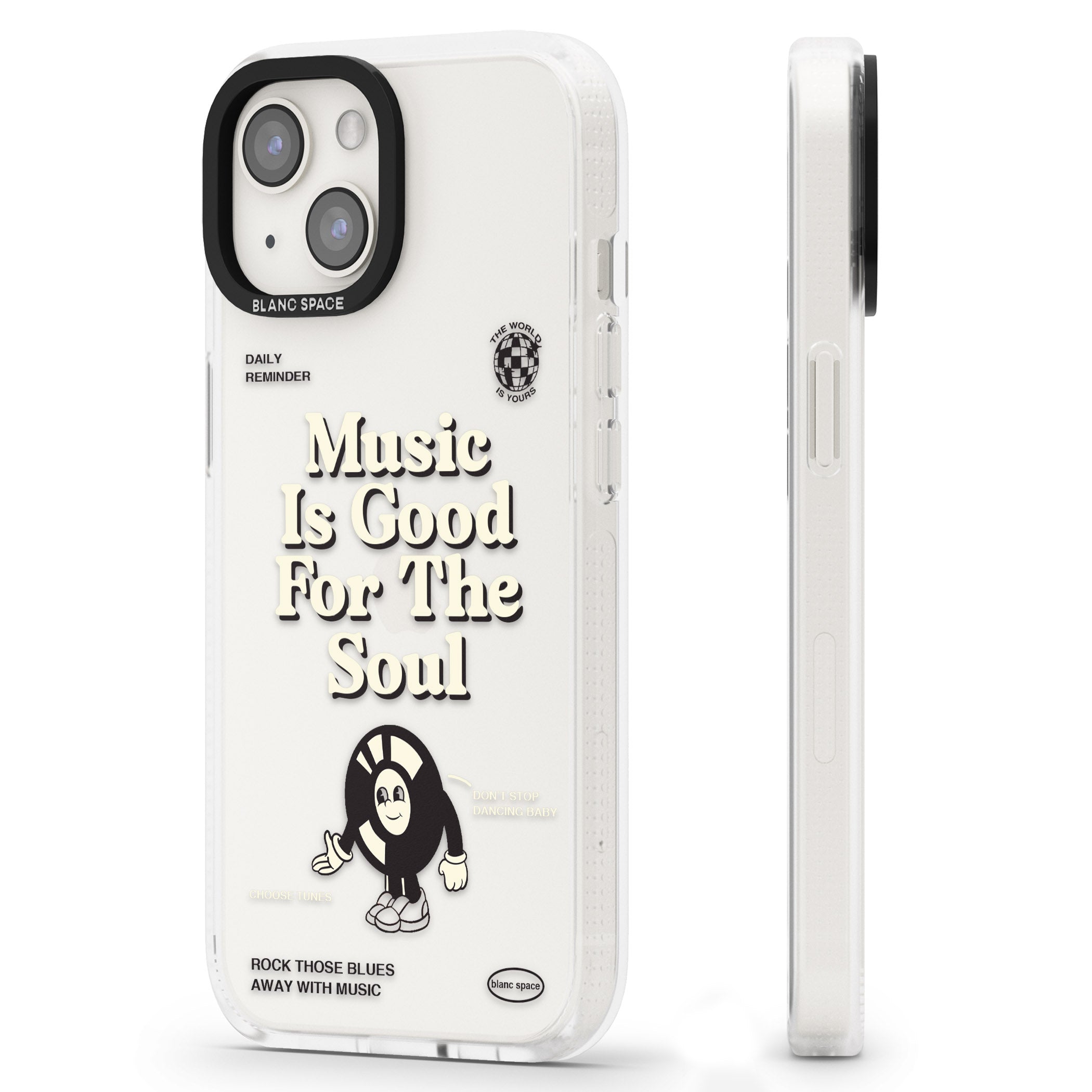Music Is Good For The Soul iPhone 15 / 14 / 13 Clear Case Impact Air - Blanc Space