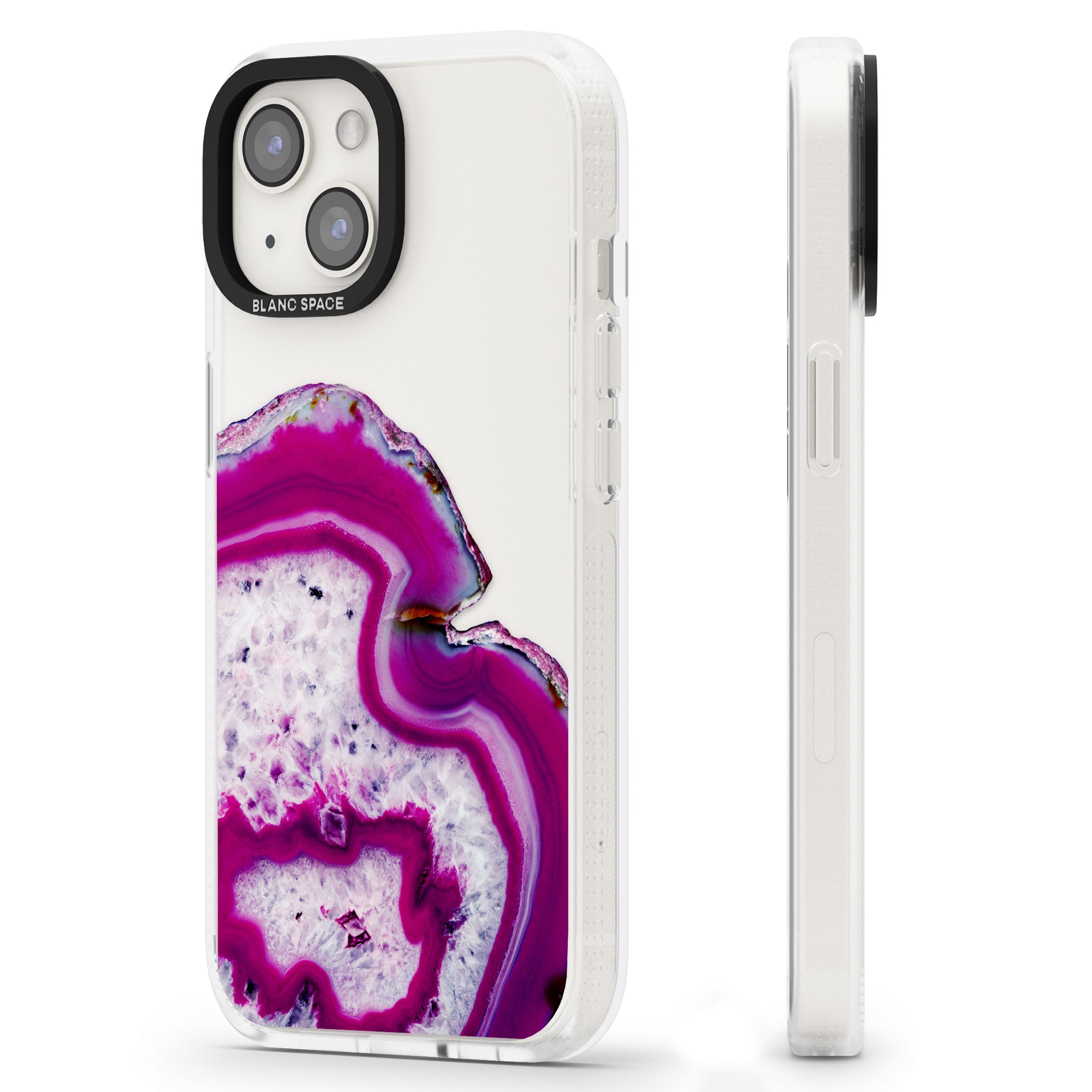 Violet & White Swirl Agate Crystal Clear Design iPhone 15 / 14 / 13 Clear Case Impact Air - Blanc Space