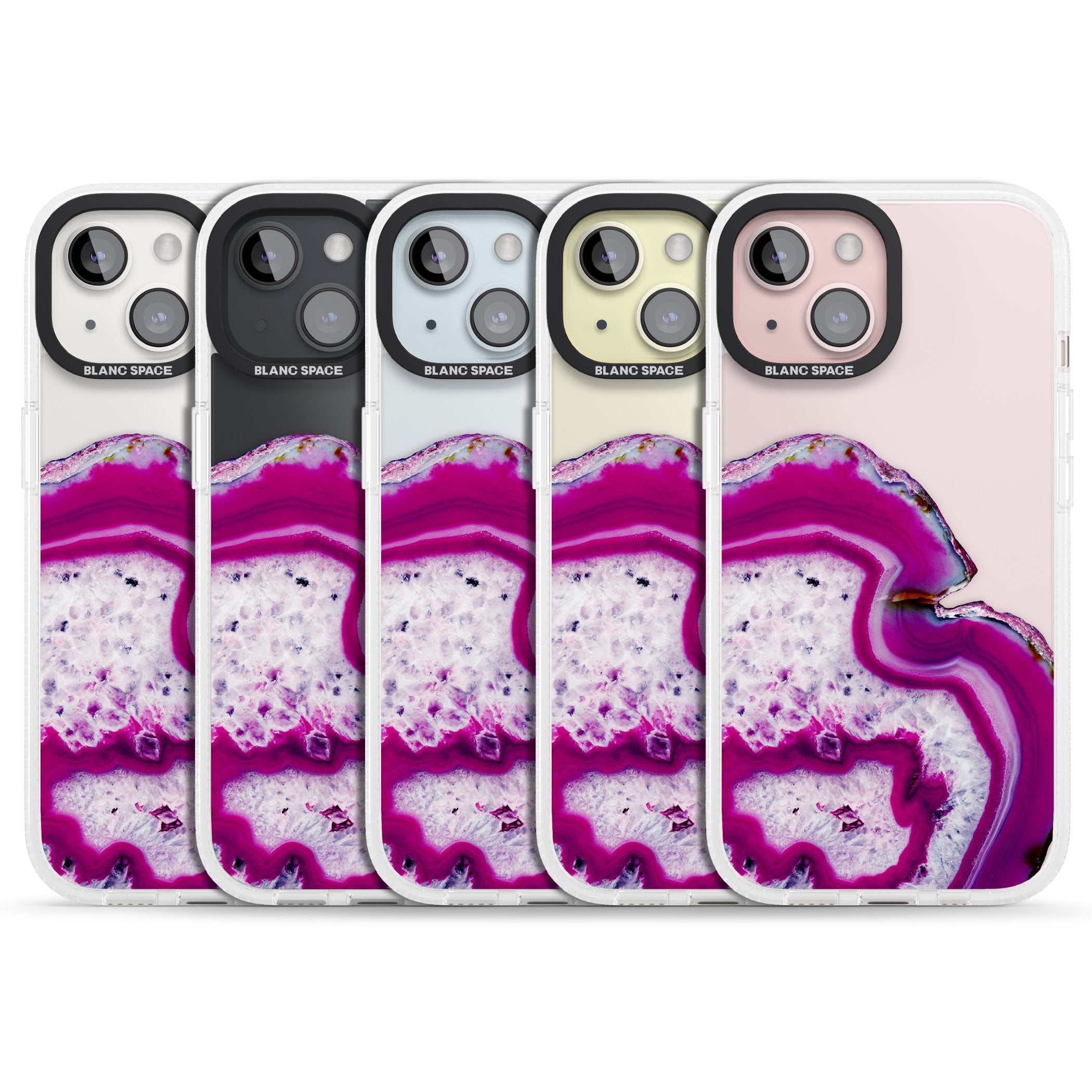 Violet & White Swirl Agate Crystal Clear Design iPhone 15 / 14 / 13 Clear Case Impact Air - Blanc Space