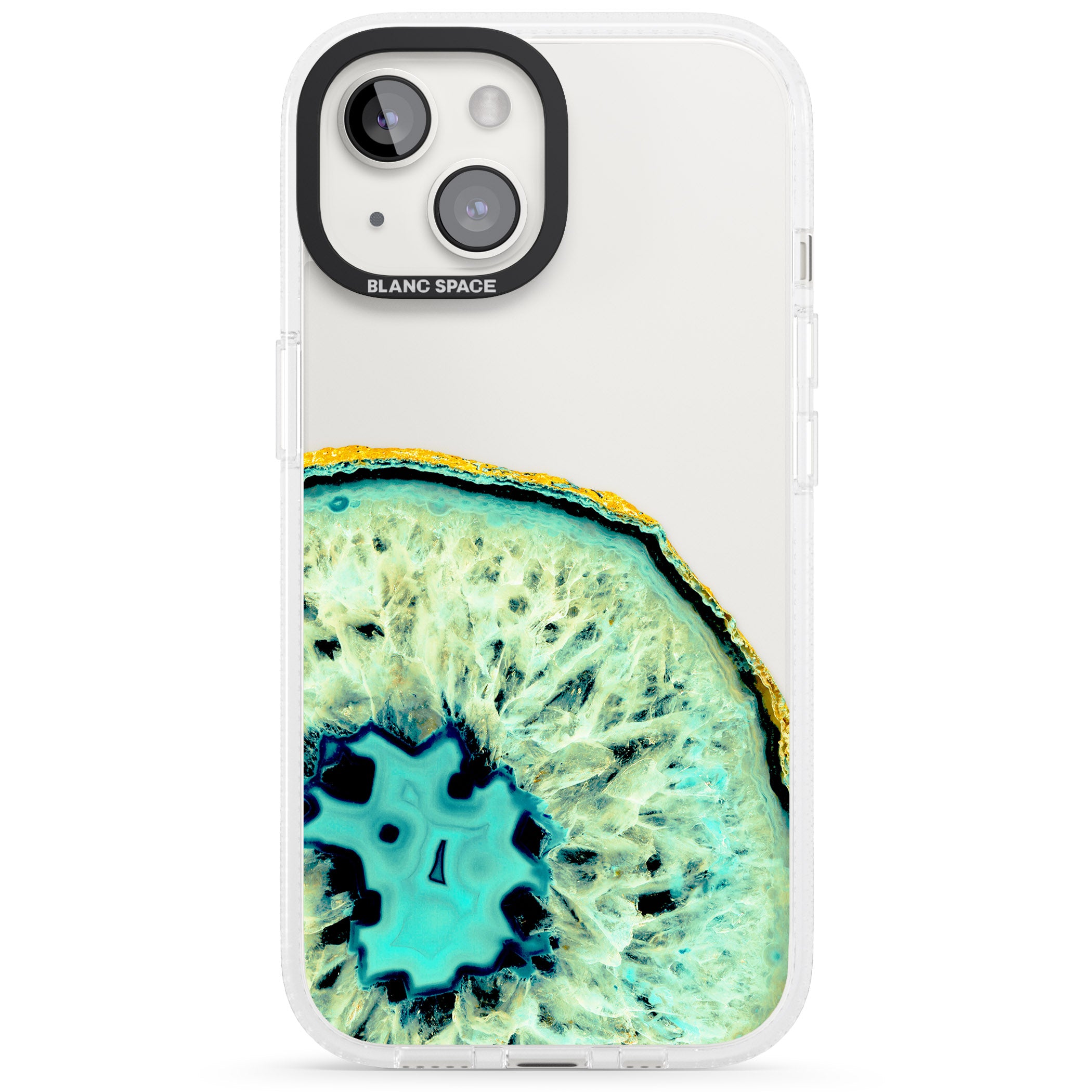 Turquoise & Green Gemstone Crystal Clear Design iPhone 15 / 14 / 13 Clear Case Impact Air - Blanc Space