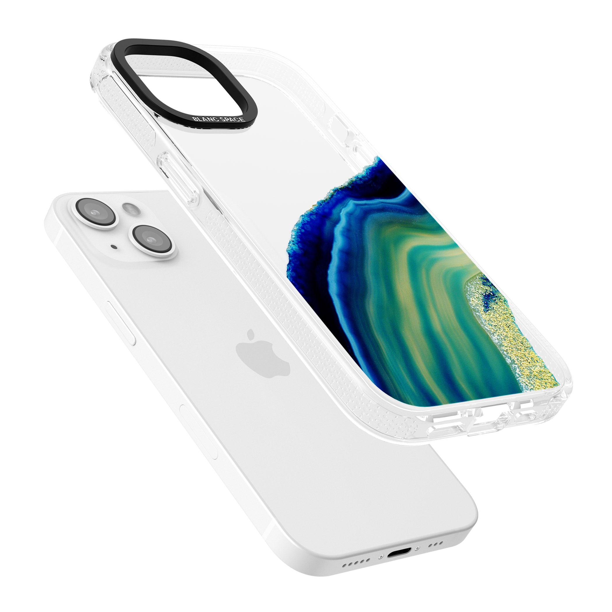Green & Blue Gemstone Crystal iPhone 15 / 14 / 13 Clear Case Impact Air - Blanc Space
