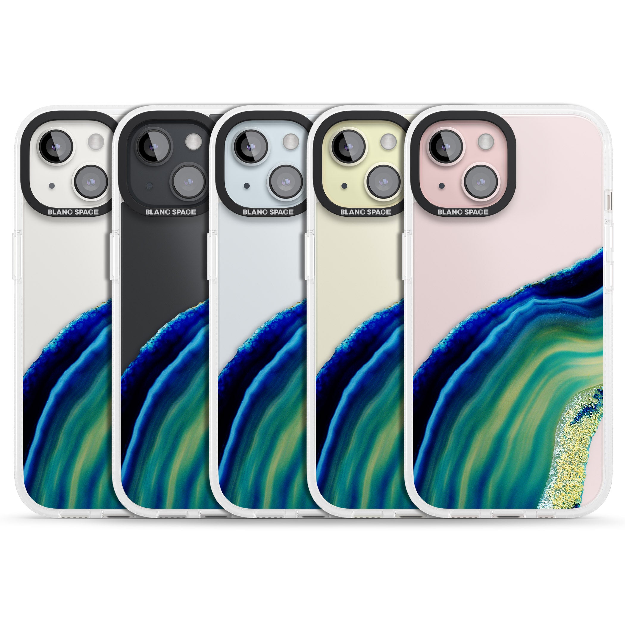 Green & Blue Gemstone Crystal iPhone 15 / 14 / 13 Clear Case Impact Air - Blanc Space